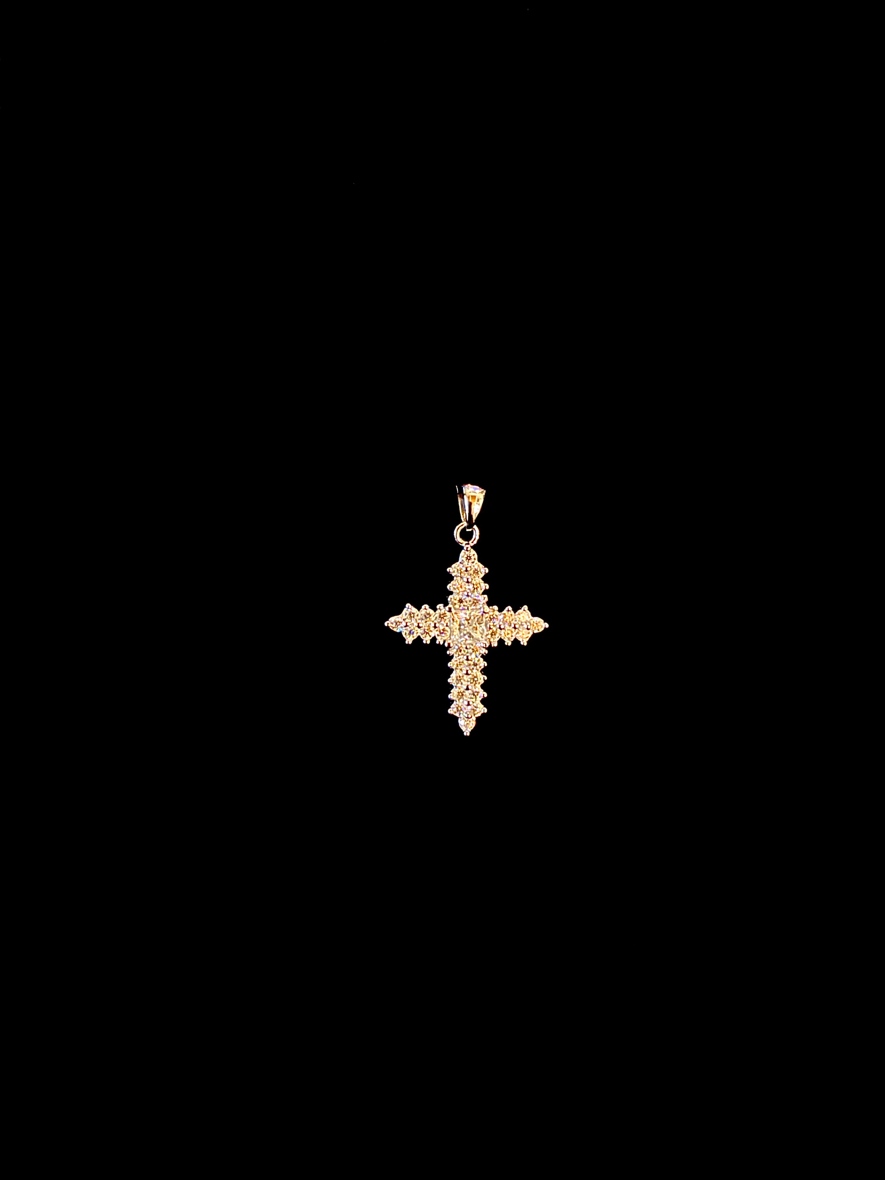 Silver Moissanite Cross Pendant