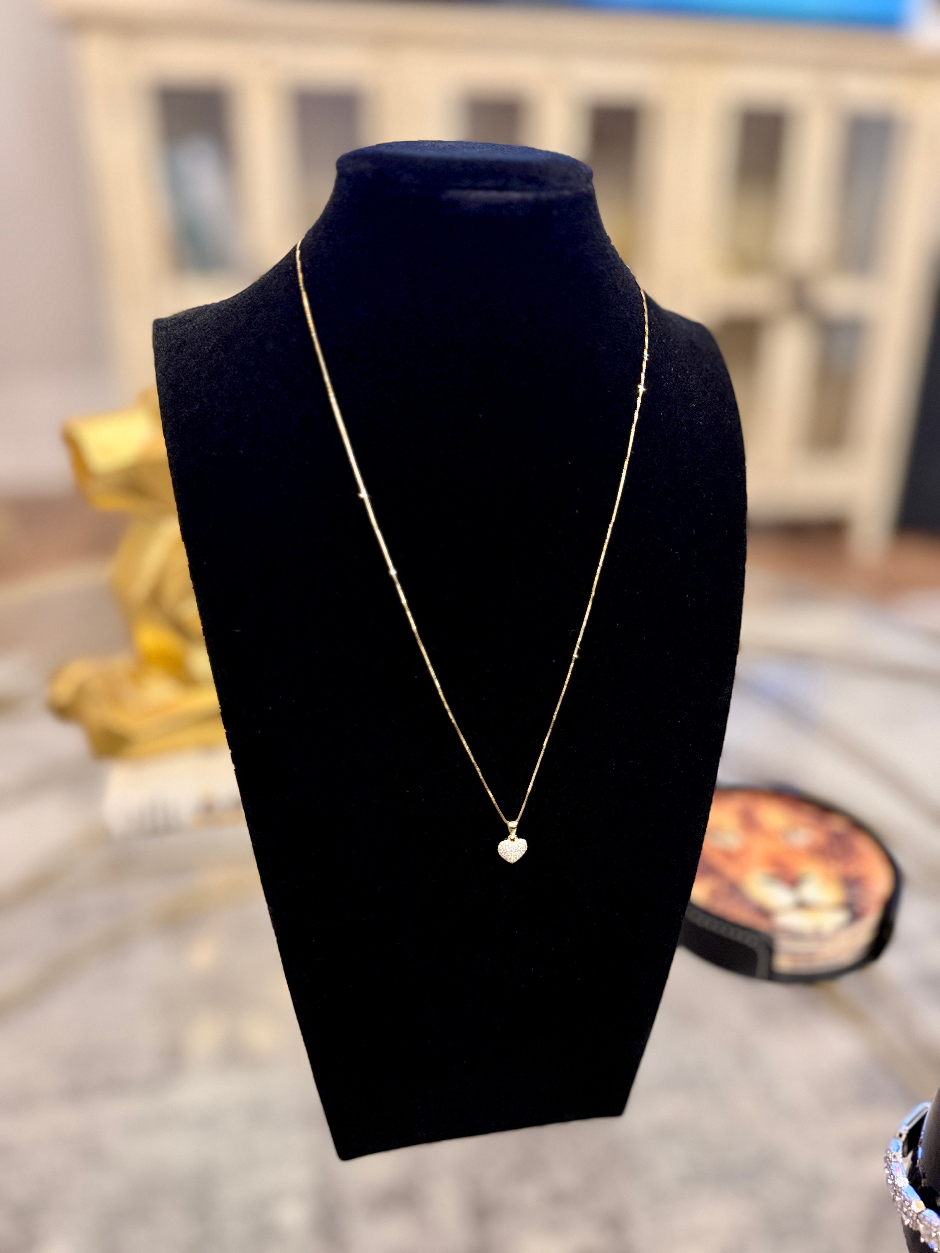 14k Solid Heart Necklace