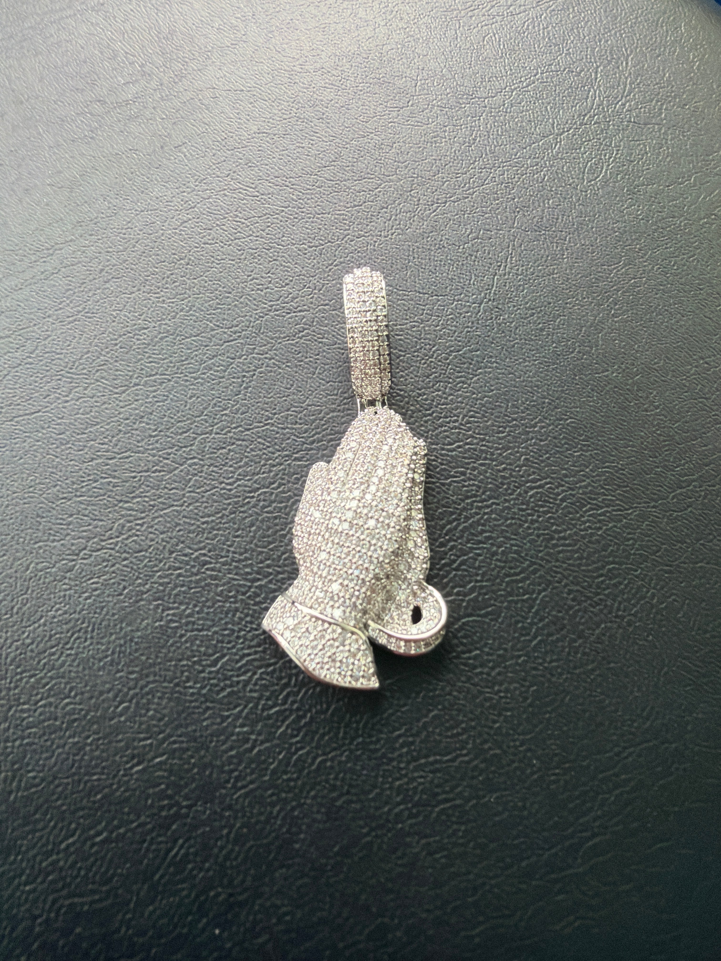 Moissanite Praying Hands Pendant