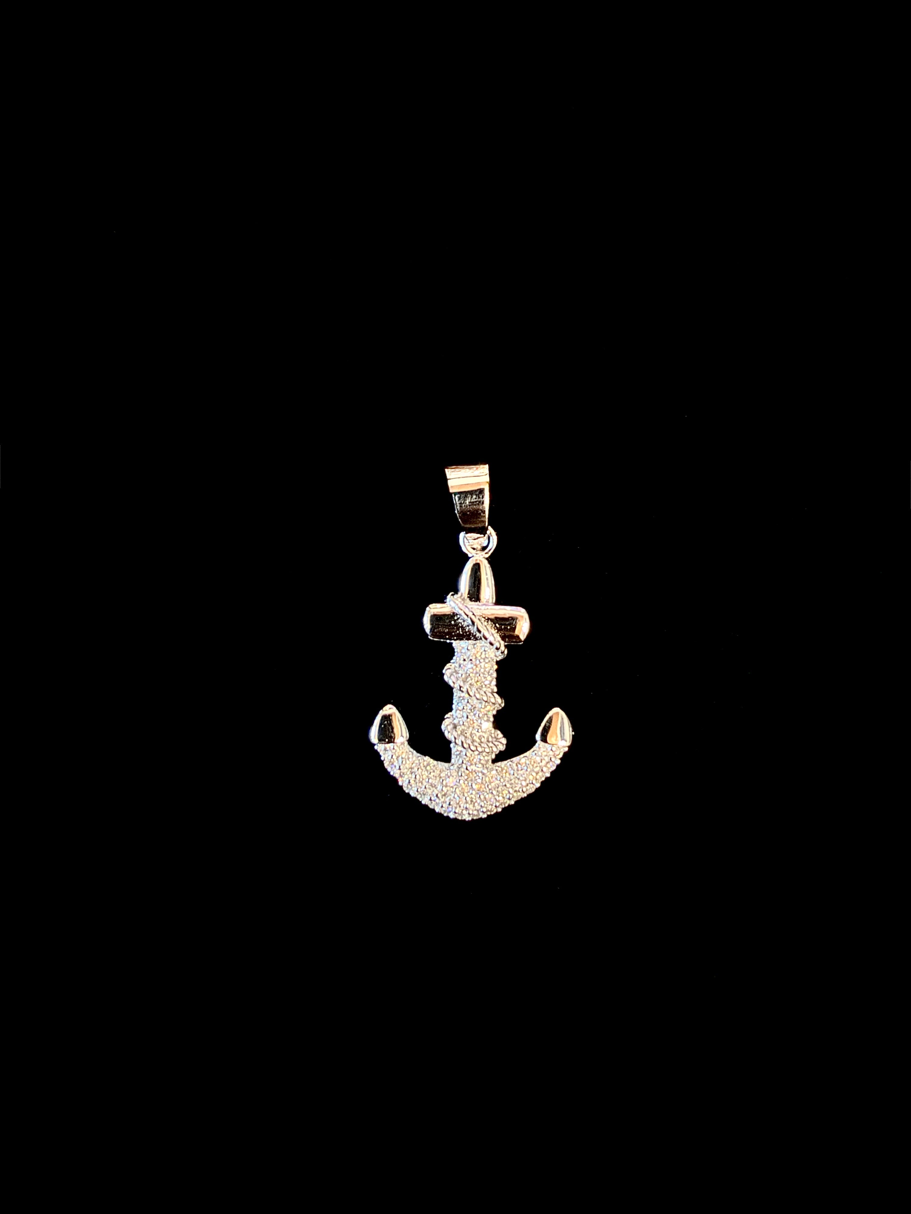 Moissanite Silver Anchor Pendant